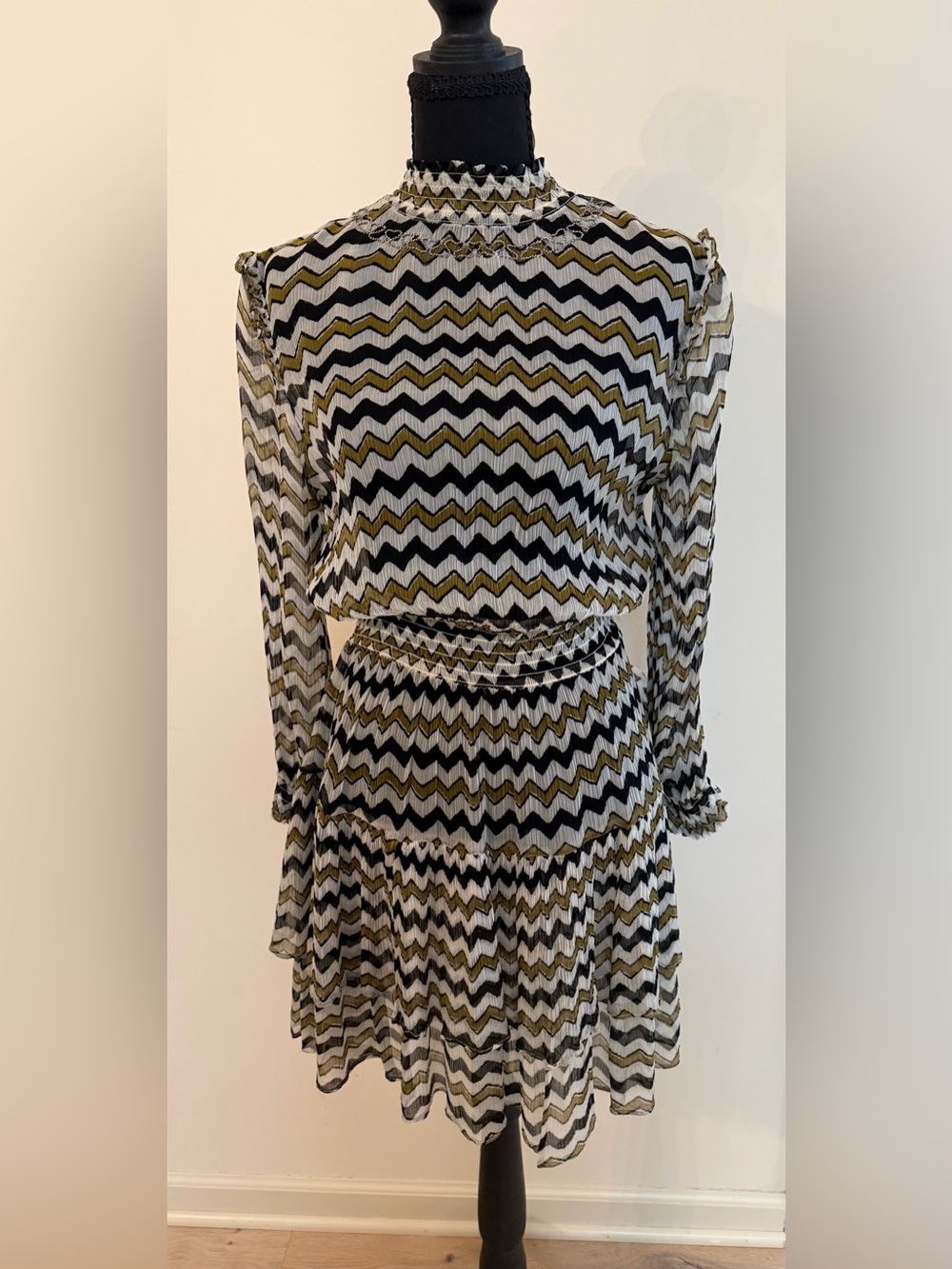 HD In Paris Anthropologie Sierade Chevron Ruffle Sheer Dress